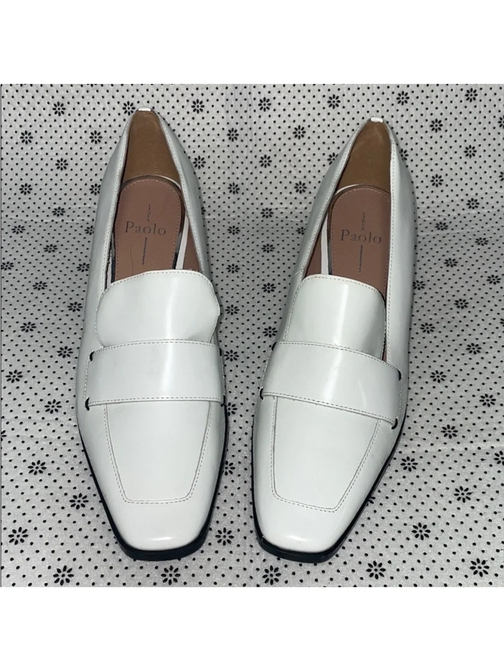 Linea Paolo Women's Casey Leather Block Heel Loafer Pump White Size 9.5